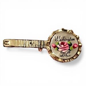 Vintage Washington D.C. Souvenir Brooch Pin Figural Banjo Roses